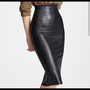 Faux Leather Knee Length Skirt Commando